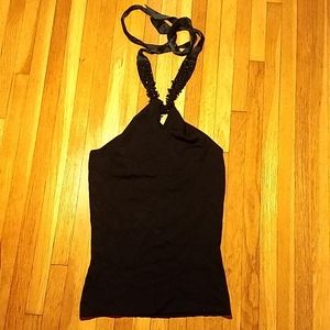 Ann Taylor XS Beaded Keyhole Halter Top